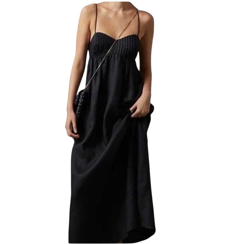 Anthropologie Black Spaghetti-Strap Maxi Dress